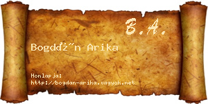 Bogdán Arika névjegykártya